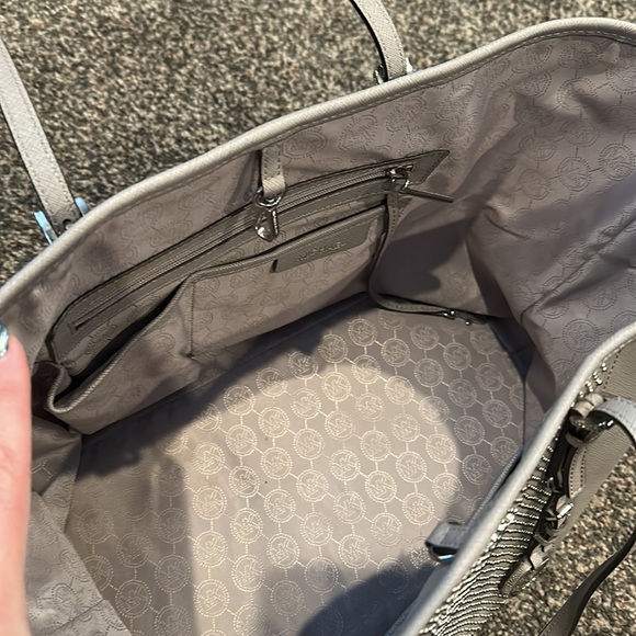 Michael Kors Staffiano Leather Tote, Light Gray with Silver Tone Hardware - Picture 4 of 6